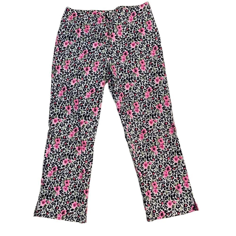 Forever 21 Cheetah Floral Print Cigarette Pants Size Medium